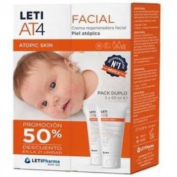 Leti AT4 Crema Facial para Piel Atópica Duplo 50% Extra 2x50ml
