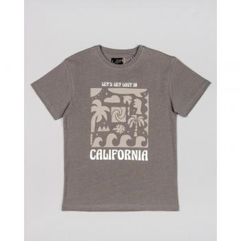 Camiseta de niño Losan con cuello redondo, estampado frontal y manga corta en color gris