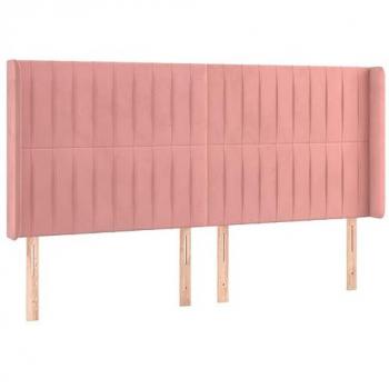 Cabecero con LED de terciopelo rosa 163x16x118/128 cm