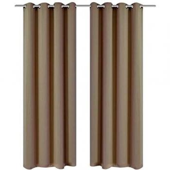 vidaXL Cortinas Opacas 2 Piezas con Ojales de Metal 135x175cm Crema Decoración