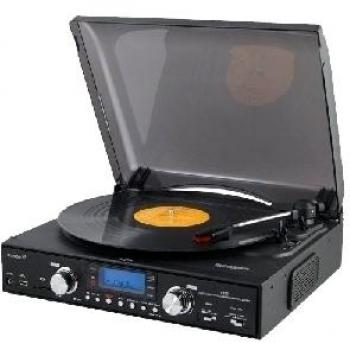 Sunstech PXR2BK - Giradiscos digital, USB, SD, MMC, FM