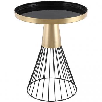 Mesa auxiliar redonda de acero lacado negro y dorado 41 cm diám. Spleen