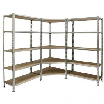 Estantería Esquinera MADERCLICK 5 Baldas de Madera, 180x180x30 cm, Carga 200 kg, Incluye Módulo Extra - Simon Rack