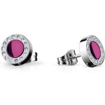 Pendientes Bering Arctic Symphony de acero inoxidable plateados con circonitas moradas 707-190-05