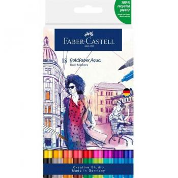 Estuche 12 Rotuladores Doble Punta Acuarelables Goldfaber Aqua Dual Marker Faber-Castell Multicolor