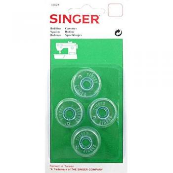 Juego de 4 canillas altas de plástico transparentes para máquina de coser Singer, diámetro 20,5 mm