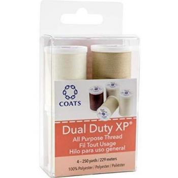 Coats Polyester Blend Dual Duty XP All Purpose Thread 250yd Spools-Dark Brown, Natural, Pearl and Tan