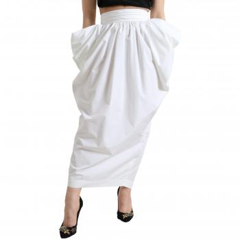 Dolce & Gabbana White Cotton High Waist Pencil Cut Maxi Skirt - IT40|S