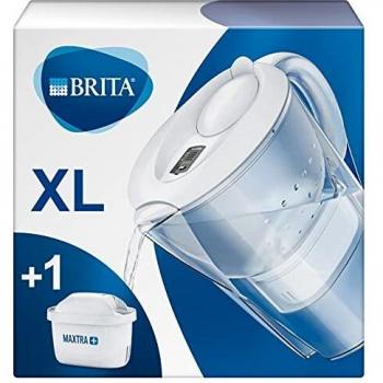 BRITA Marella blanca XL – Jarra de Agua Filtrada con 1 cartucho MAXTRA+, Filtro de agua BRITA que reduce la cal y el cloro, Agua filtrada para un sabor óptimo, 3.5L