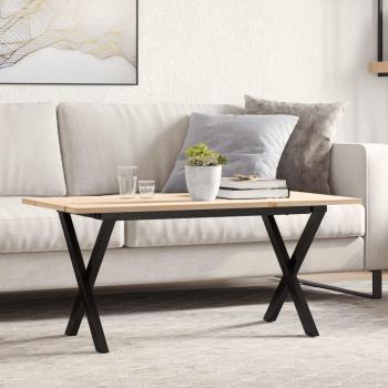 Mesa de centro vidaXL marco de madera maciza de pino y hierro 100x50x45 cm, mesita de salón o comedor auxiliar, color marrón