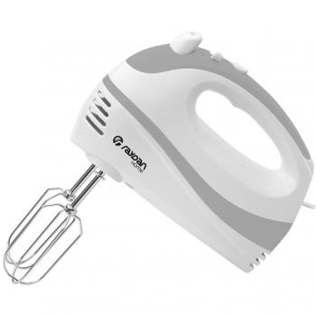 Batidora amasadora de varilla RaydanHome 26014, 200W, 5 velocidades, función turbo, varillas batidoras y amasadoras. Color blanco y gris.