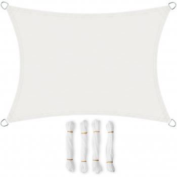 SONGMICS 4 x 6 m Vela de Sombra, para Jardín, Resistente a la Intemperie Protección Solar, PES Poliéster, 94% BloqueUV, Blanco Crema GSH46IVV1