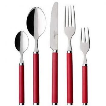 Villeroy & Boch - Play! Set de cubertería Red Roses de 30 piezas | Cubertería de acero inoxidable con mangos de plástico rojo para hasta 6 personas, apto para lavavajillas