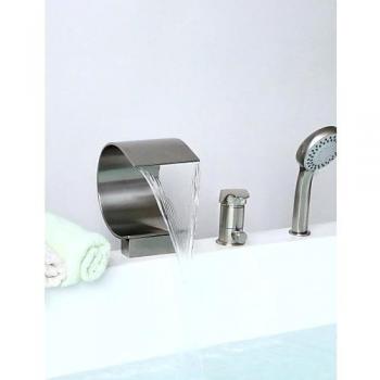 kissrain® grifo de bañera - Contemporáneo - Cascada/Alcachofa incluida - Latón