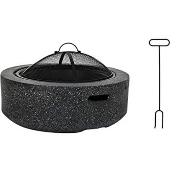 Brasero DKD Home Decor Fibra de Vidrio Negro Gris Metal (59 x 59 x 33 cm)