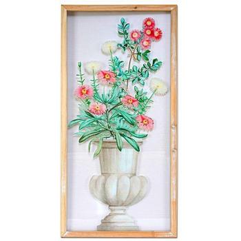 Lámina de PVC pintada con marco de madera Romimex, dimensiones 39 x 79 x 2 cm, diseño floral