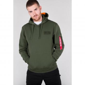 Alpha Industries Men's Dark Green Red Stripe Hoodie, Size XL
