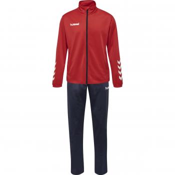 Hummel Conjunto Promo Poly Rojo/Azul Niños - Conjunto deportivo de poliéster, diseño en dos colores (rojo y azul), adecuado para niños, incluye camiseta y pantalones cortos