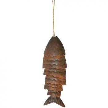 Colgante Pez Jarrones y Portavelas Marrón - 17x7x3cm