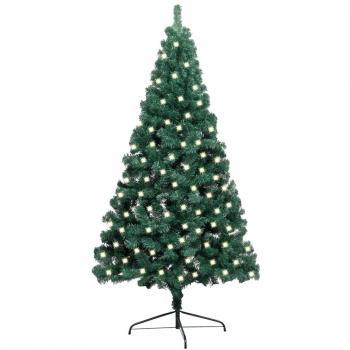Pre-lit Green Half Artificial Christmas Tree with Stand 120 cm PVC