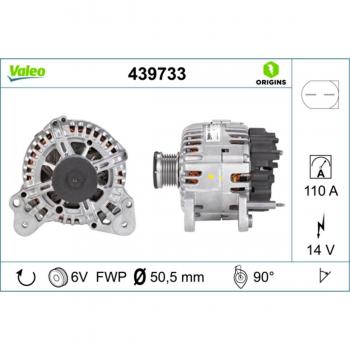Alternador VALEO 439733 14V 110A para SEAT Altea XL, Leon II Hatchback, Ibiza 4 y VOLKSWAGEN Golf Plus/Crossgolf, 6, Caddy 3
