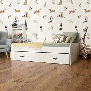 Cama Nido Blanca con Cajones de Aglomerado, Somier y Colchón 90x190cm