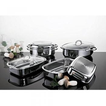 Bandeja de Asar Ovalada de Acero Inoxidable con Tapa, Inducción, 5 L, 30 cm