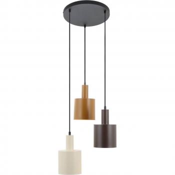 Lámpara colgante moderna Ovelia de metal en marrón oscuro/café/beige, 3 luces E27