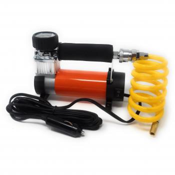 Compresor de Aire con manómetro para inflar ruedas coche, moto Naranja Mechero