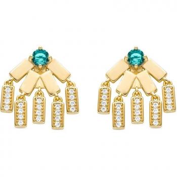Pendientes de Cristal Verde con baño de oro amarillo de 18K Luxenter Paiga Africa