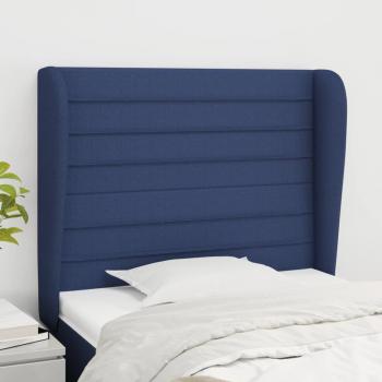 Cabecero con orejas de tela azul 93x23x111/128 cm