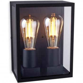 Aplique de pared Houston Negro 2 bombillas 24cm IP44 E27