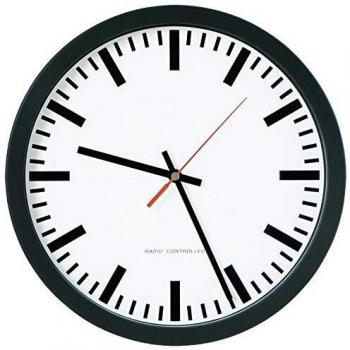 Reloj de pared radioguiado 30 cm plástico negro