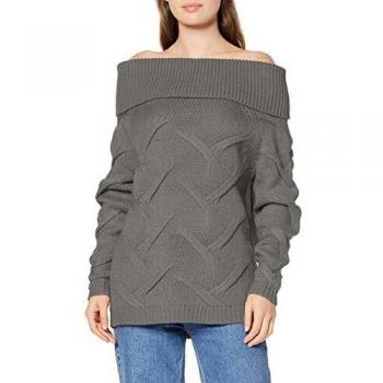 Vila VICABLA Knit New Off Shoulder Top Suter Pulver, Gris