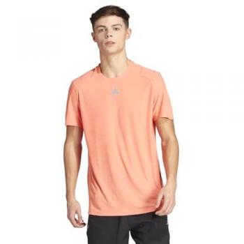Camiseta de Running Adidas X-City Heat para Hombres - Albaricoque, Manga Corta, Coral Fusion, IB7381, Talla 2XL
