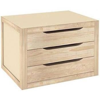 Cajonera de madera de pino natural con 3 cajones 39x30x29,5 cm