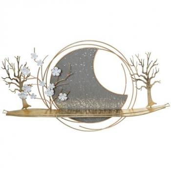 Decoración de Pared Dorado Metal Árbol 93 x 52 x 11 cm