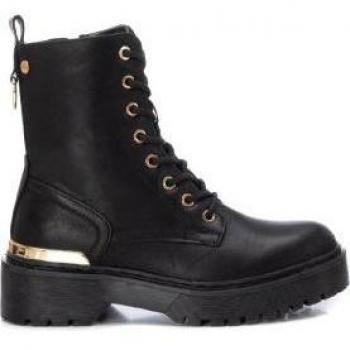 XTI Women's Black Lace-Up Ankle Boots 141807 - Casual Imitation Leather with Side Zipper