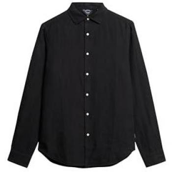 Superdry Studios Casual Long Sleeve Linen Shirt 3XL Black