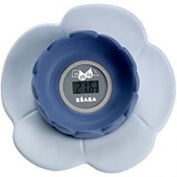 BÉABA, Termómetro de baño Lotus, Digital, Multifunción, Medición de la temperatura de la habitación y del baño, Forma de Flor, Mineral