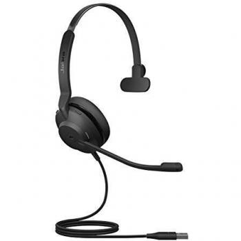Jabra Evolve2 30 - Auriculares Monoaurales con Cancelación de Ruido y Tecnología de Llamada de 2 Micrófonos - Certificados para Microsoft Teams - Cable USB-A - Negro