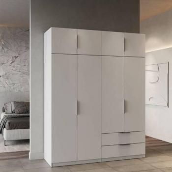 Armario Grande Dormitorio 8 Puertas y 2 Cajones Estilo Moderno Color Blanco Mate 203x157x51 cm