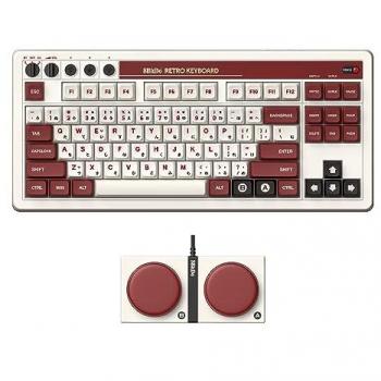 Teclado Mecánico Retro 8BitDo BT/2.4G/USB-C Intercambiable en Caliente 87 Teclas con Botones Duales Programables para Juegos