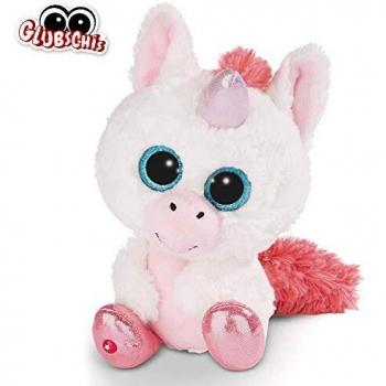 NICI Peluche GLUBSCHIS Unicornio Milky-Fee, con Ojos Grandes y Brillantes, 25 cm, Color: Blanco/Rosa, 45571