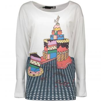 Elegant White Boat Neck Logo Tee - 42