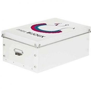 Equipstore 33266-Caja plegable polipropileno, diseño de piedras, color blanco, 15 x 36 x 13 cm