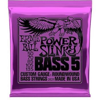 Ernie Ball Power Slinky 5-String Bass Guitar Strings 50-135 Nickel Plated
