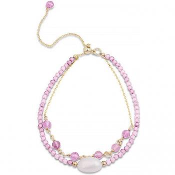 Pulsera Luxenter Ekhao de Aleación de Metal y Turmalina Rosa Acabado Baño Oro 18K