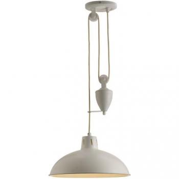 Lámpara colgante Wellington blanco mate 1 bombilla 112cm, tipo domo con sistema de polea E27