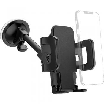 Soporte de teléfono móvil para auto Hama Compact con ventosa, 360° rotatable, ajuste universal (45-90 mm), color negro